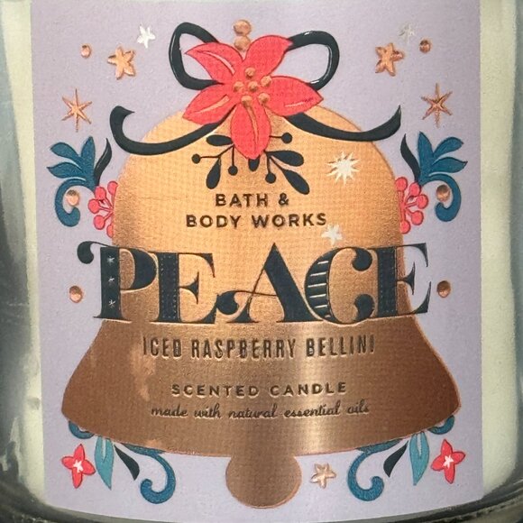 BBW Peace Iced Raspberry Bellini Bath & Body Works Mason Jar Single Wick Candle - Picture 3 of 10